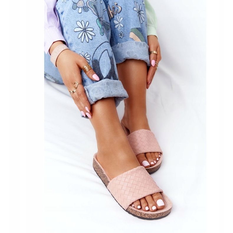 MSMG Bőr papucs parafa talpán Világos rózsaszín Catalina 1