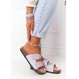 MSMG Jennifer Grey Velúr papucs parafa talpon szürke 2