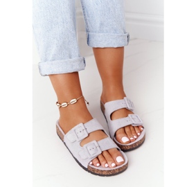 MSMG Jennifer Grey Velúr papucs parafa talpon szürke 1