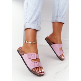 MSMG Velúr papucs egy parafa talpán Világos lila Jennifer 2