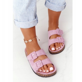 MSMG Velúr papucs egy parafa talpán Világos lila Jennifer ibolya 1