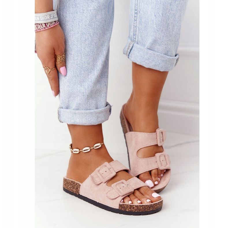 MSMG Velúr papucs a parafa talpán Világos rózsaszín Jennifer 2