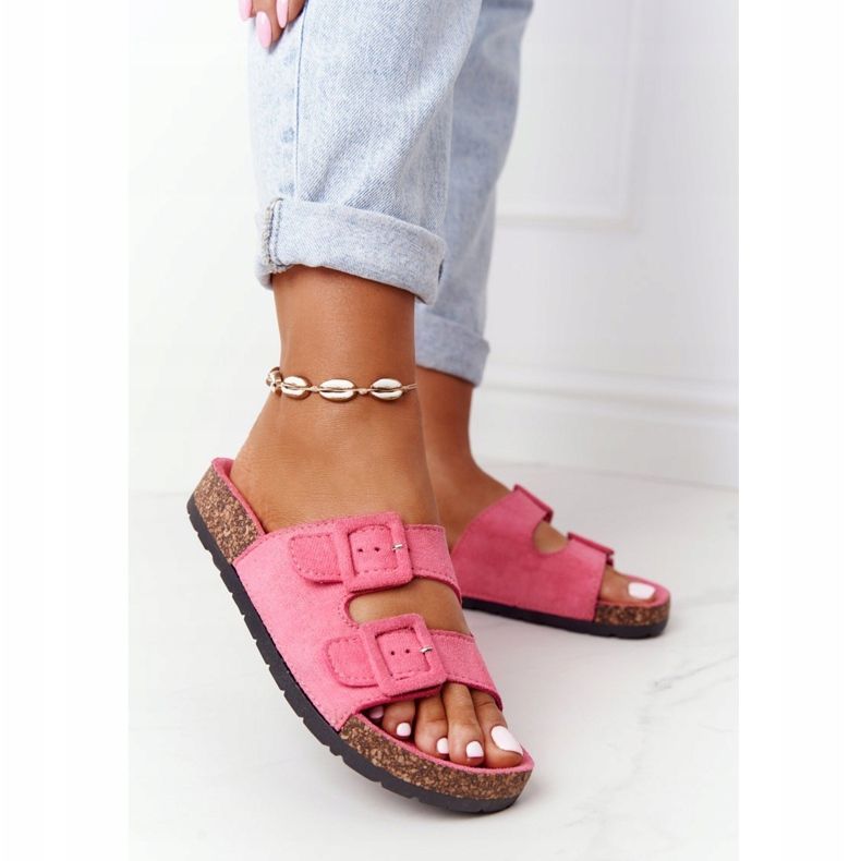 MSMG Rózsaszín Jennifer Suede papucs parafa talpon 1