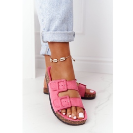 MSMG Rózsaszín Jennifer Suede papucs parafa talpon 2