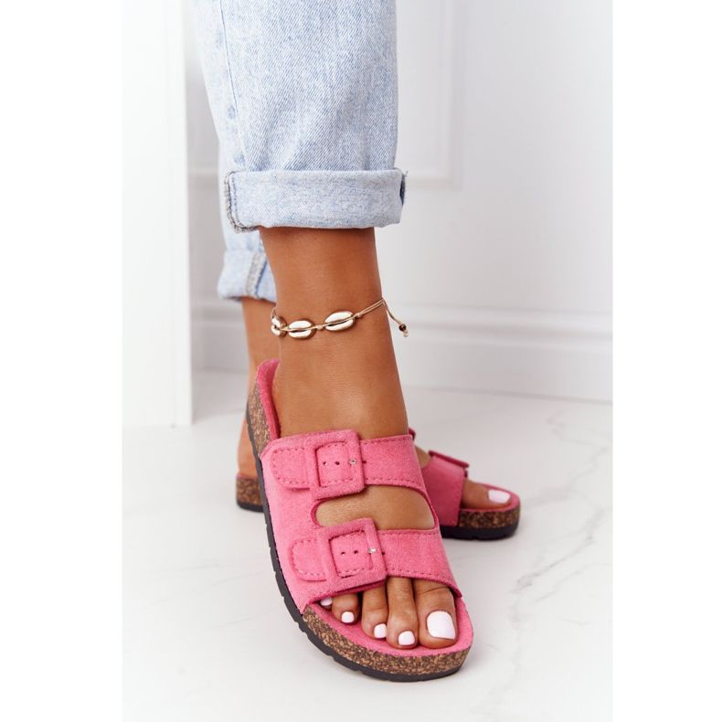 MSMG Rózsaszín Jennifer Suede papucs parafa talpon 2