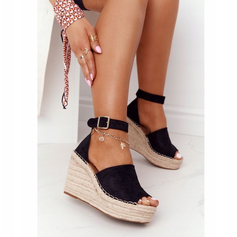 MSMG Fekete Makenna ék szandál zsinórral 1