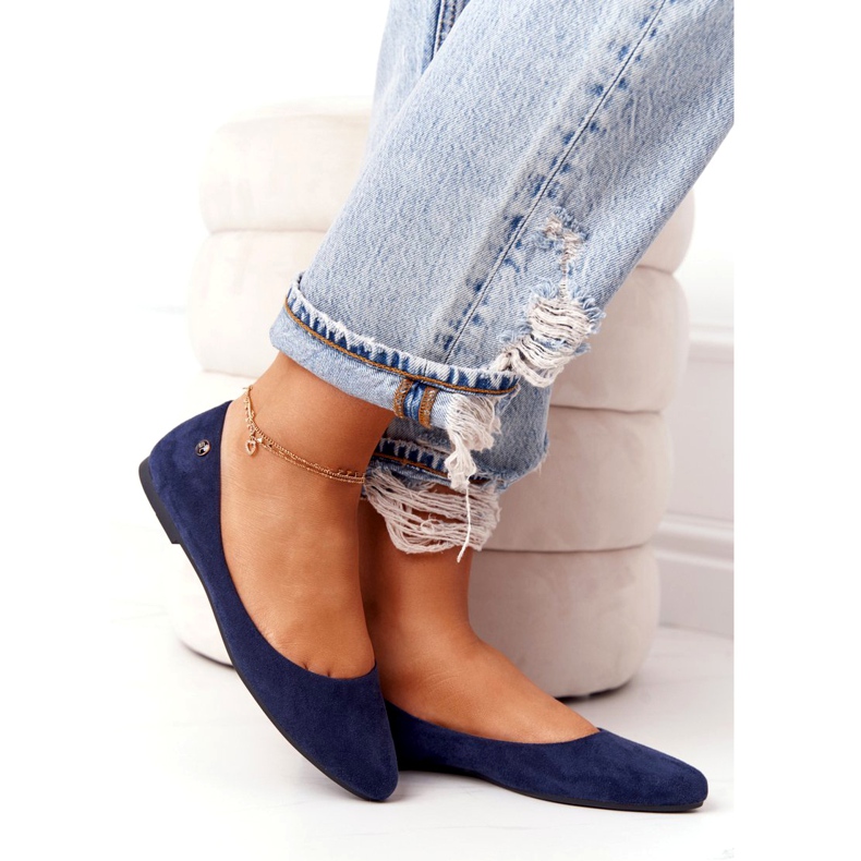 Velúr balerinák Sergio Leone BL622 Navy blue sötétkék 2
