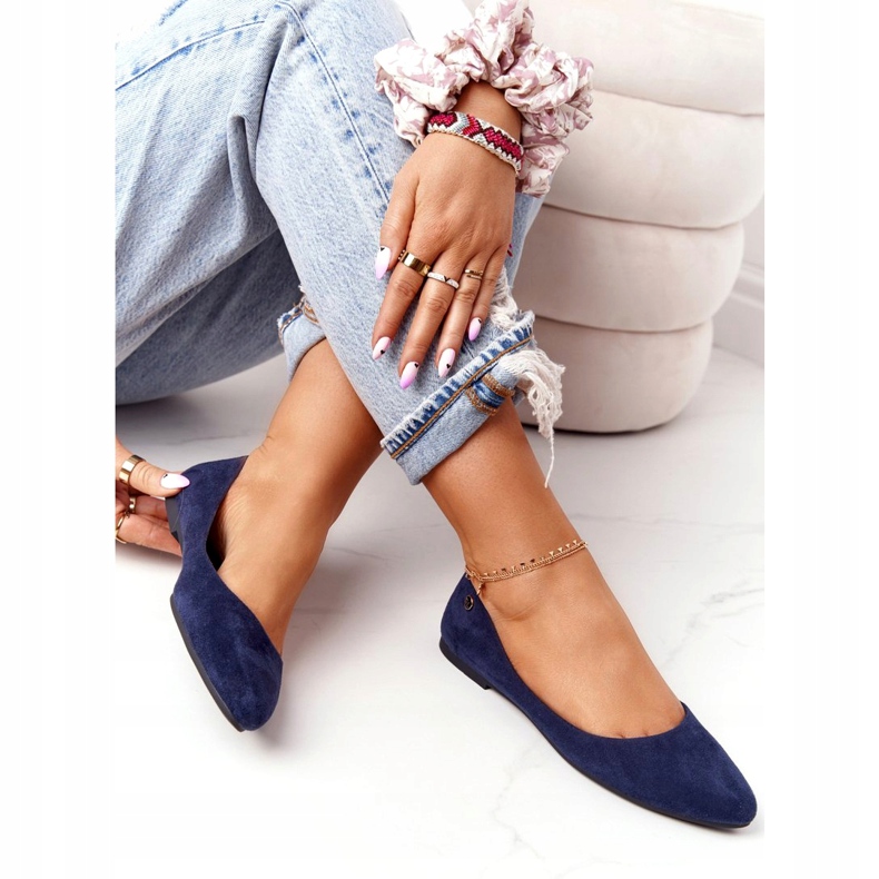 Velúr balerinák Sergio Leone BL622 Navy blue sötétkék 3