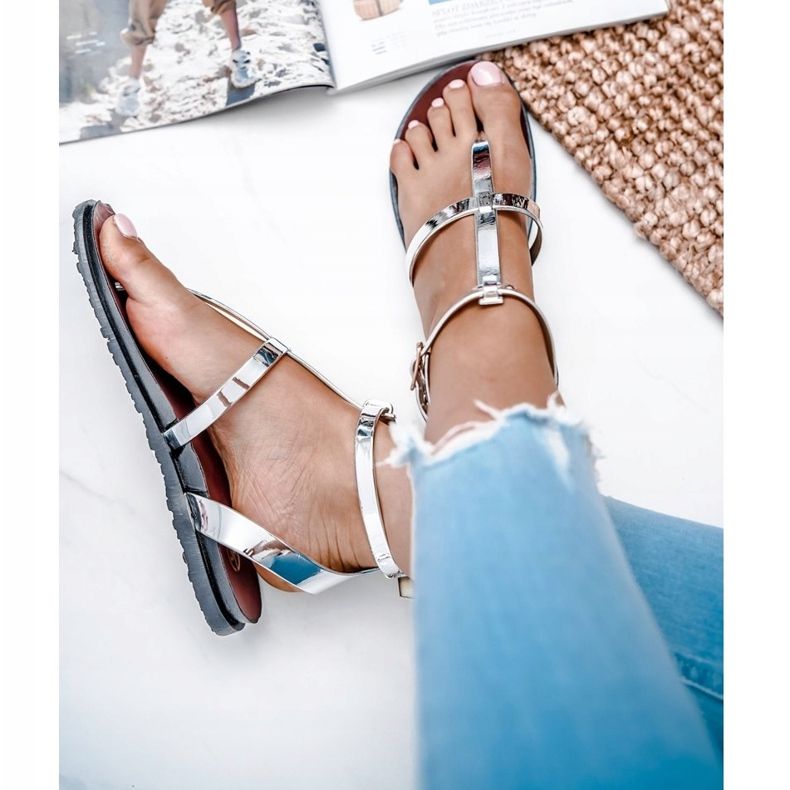 Lu Boo ezüst tükör szandál római japán Lento 3