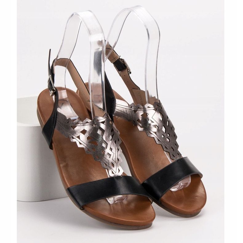 Kylie Stílusos lapos szandál fekete 1