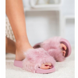 SHELOVET Gumi papucs szőrrel ibolya 1