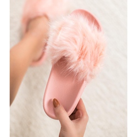 SHELOVET Gumi papucs szőrrel rózsaszín 2