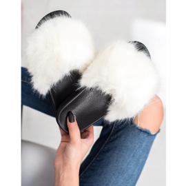 SHELOVET Kényelmes szőrme papucs fehér 1