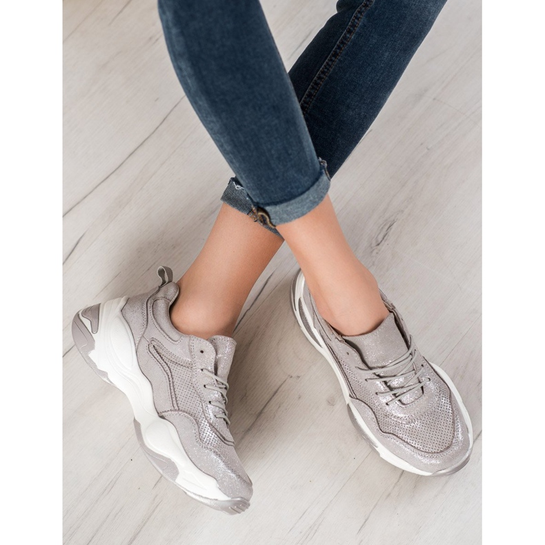 Goodin Bőr cipők ezüst szürke 1