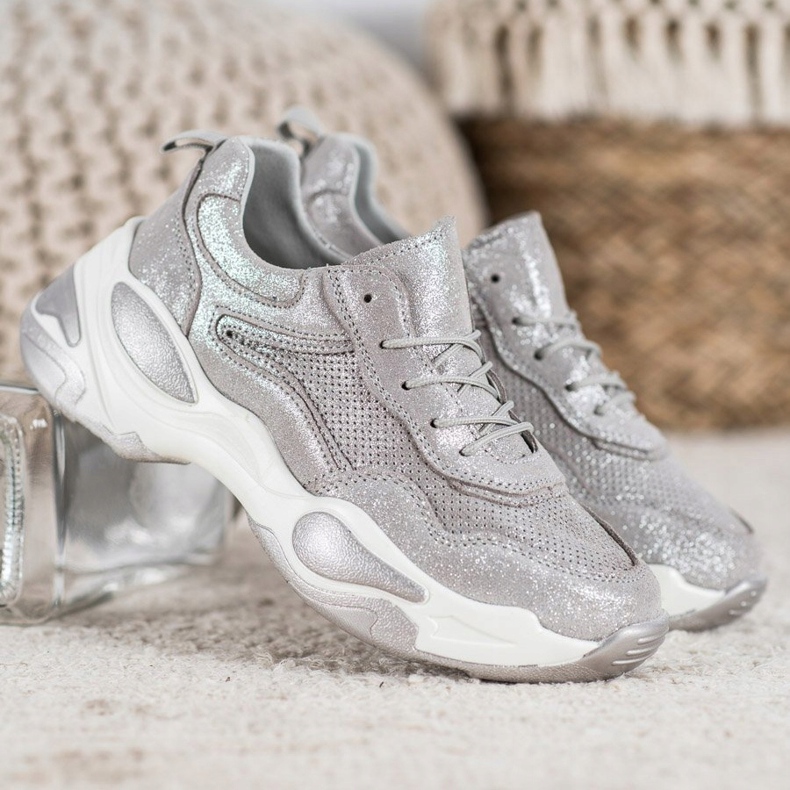 Goodin Bőr cipők ezüst szürke 2 Goodin Bőr cipők ezüst szürke 2