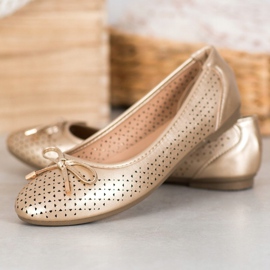 SHELOVET Áttört balerina öko bőrrel aranysárga 1