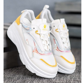 SHELOVET Divatos fehér cipők sárga 1