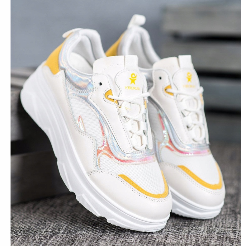 SHELOVET Divatos fehér cipők sárga 1