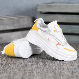 SHELOVET Divatos fehér cipők sárga 2