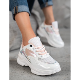 SHELOVET Stílusos öko bőr cipők fehér sokszínű 2