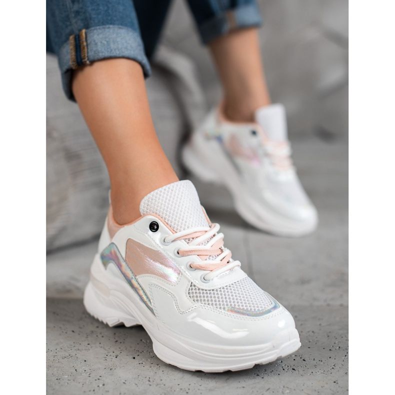 SHELOVET Stílusos öko bőr cipők fehér sokszínű 2