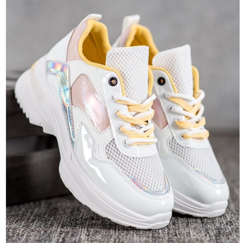 SHELOVET Stílusos öko bőr cipők fehér sokszínű 1