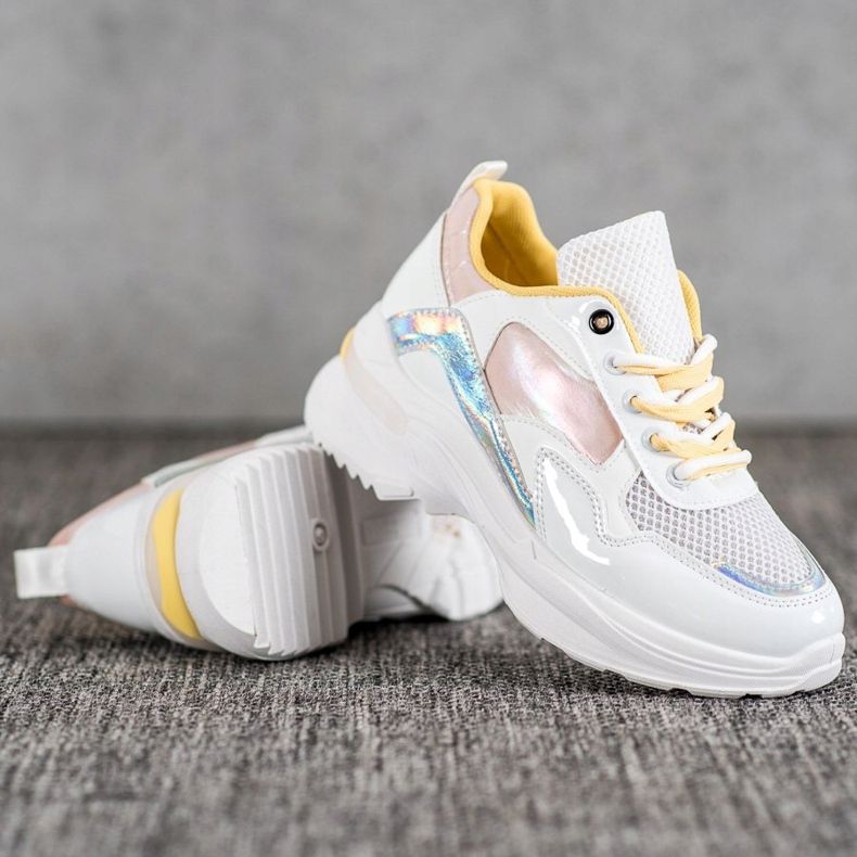 SHELOVET Stílusos öko bőr cipők fehér sokszínű 2