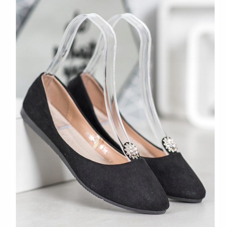 Fekete balerinák VINCEZA díszítéssel 1