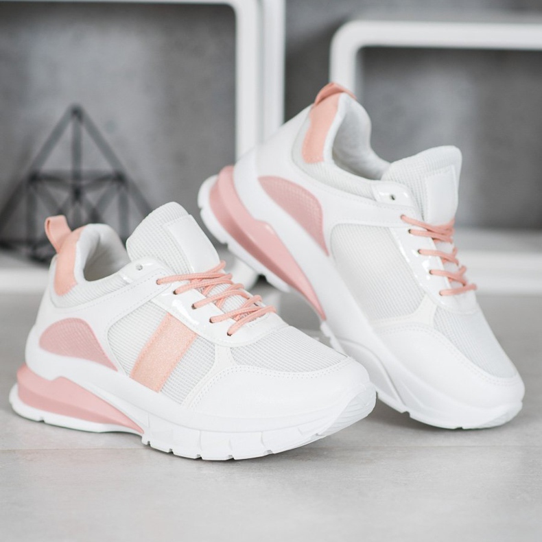 SHELOVET Stílusos hálócipő fehér 2