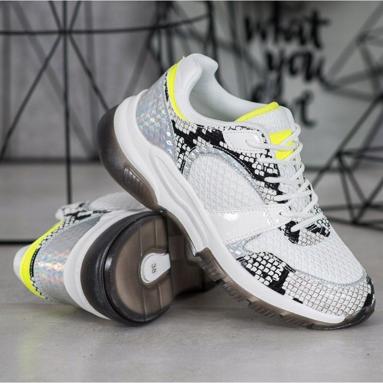 Kylie Kényelmes Snake Print Cipők fehér sokszínű 1