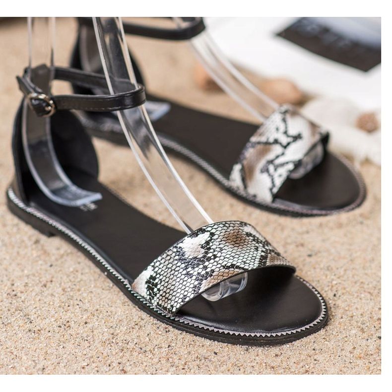 Goodin Snake Print lapos szandál fekete 1 Goodin Snake Print lapos szandál fekete 1