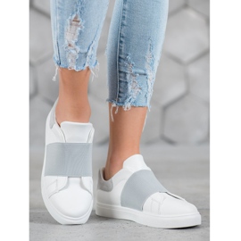 SHELOVET Felcsúsztatható cipő rugalmas pánttal fehér szürke 1