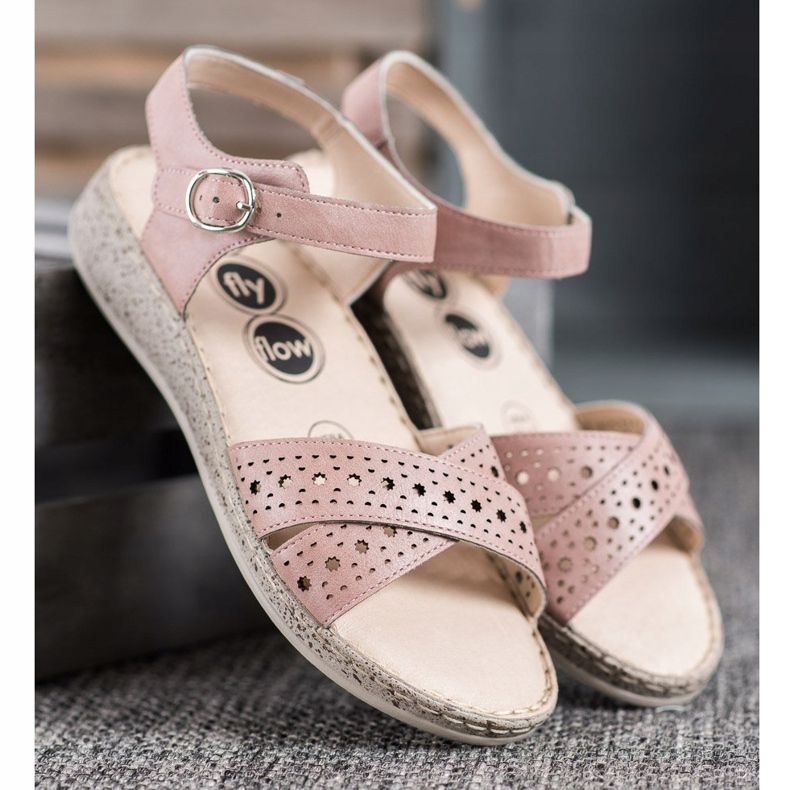 SHELOVET Könnyű szandál a platformon rózsaszín 1