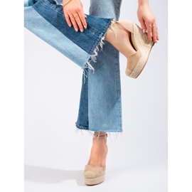 SHELOVET Stílusos ékes espadrillák bézs 2