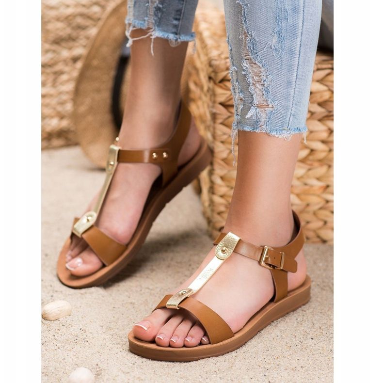 Filippo Kényelmes szandál barna aranysárga 1