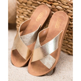 Filippo Fényes Eco bőr papucs aranysárga 1