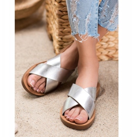 Filippo Fényes Eco bőr papucs szürke 2