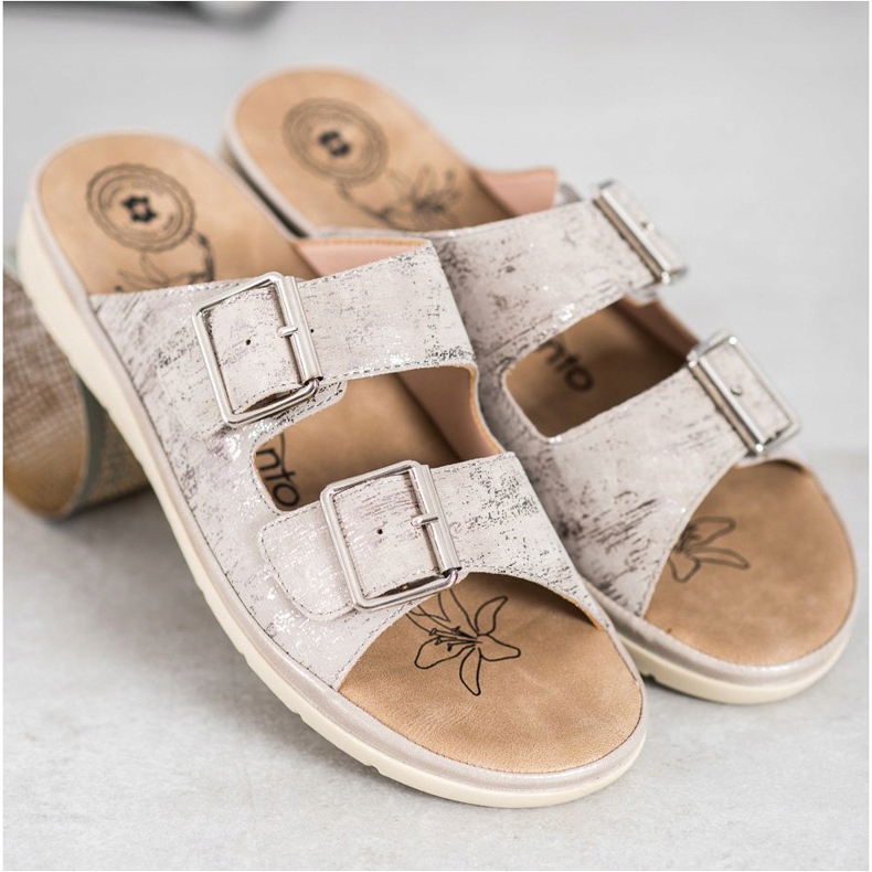 Evento Kényelmes Eco bőr papucs szürke 1