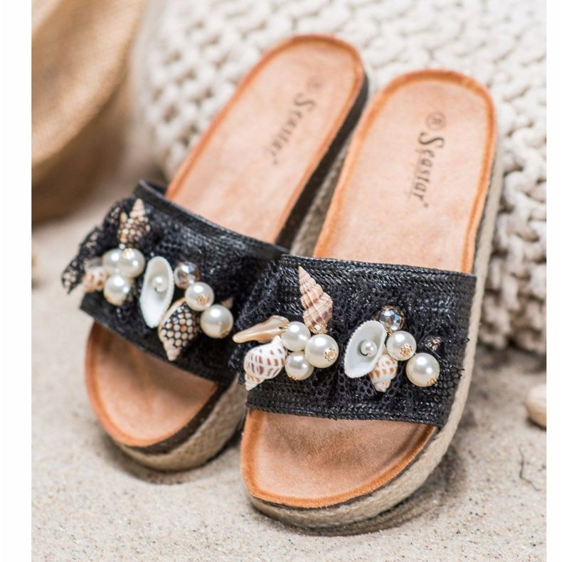 Seastar Stílusos papucs hálóval fekete 1