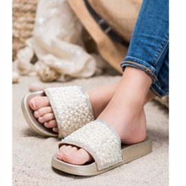 Seastar Elegáns papucs gyöngyökkel aranysárga 1