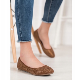 Diamantique Velúr balerinák kristályokkal barna 1