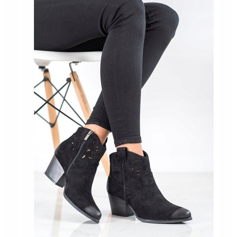 VINCEZA áttört cowboy csizma fekete 1