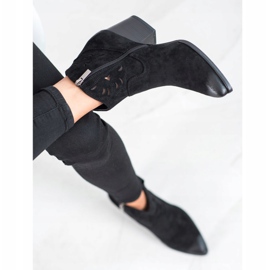 VINCEZA áttört cowboy csizma fekete 2