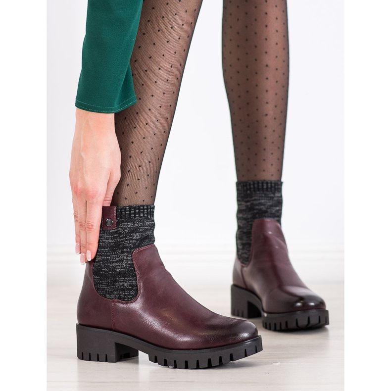 M.Daszyński Csúsztatható csizma a platformon piros 1