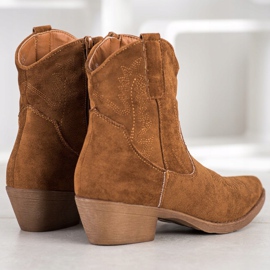 Ideal Shoes Cowboy csizma velúrral barna 1