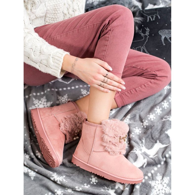 Queentina Meleg Mukluki Díszítéssel rózsaszín 1
