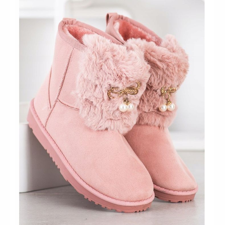 Queentina Meleg Mukluki Díszítéssel rózsaszín 2