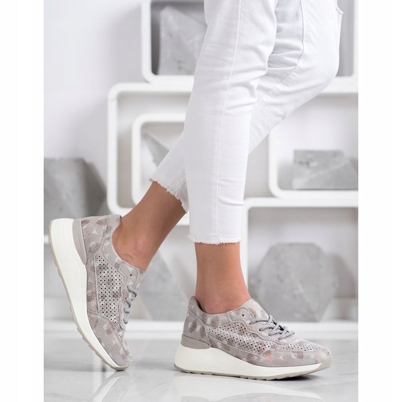 Goodin Stílusos bőr cipők bézs barna aranysárga 1