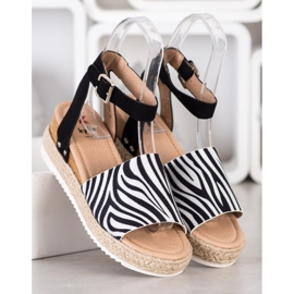 Kylie Zebra Print Wedge szandál fehér fekete 1