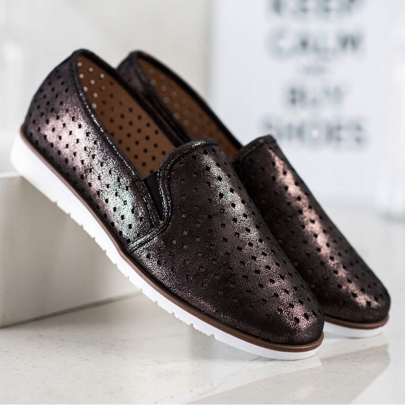 Kylie Fényes áttört sliponok barna 1